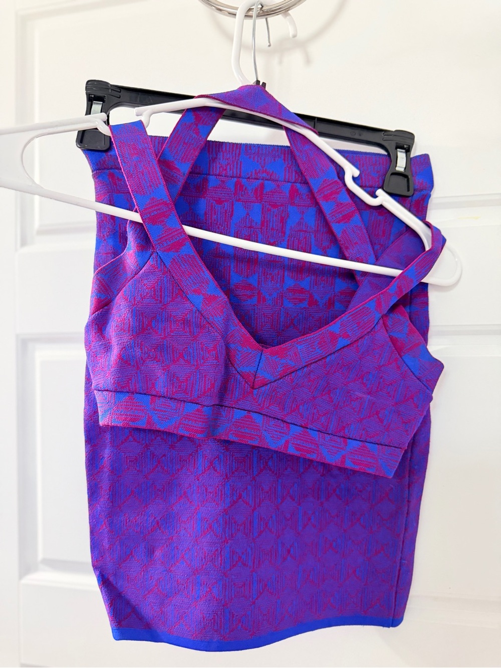BCBGMaxAzria Purple and Pink Patterned Knit Bralette Tank